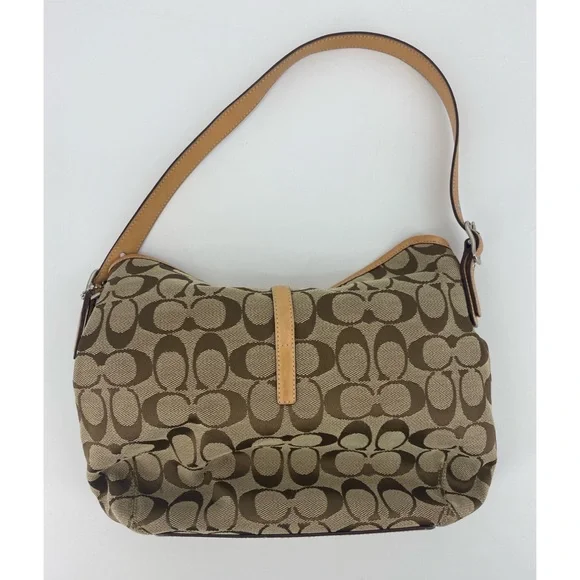 Coach Hampton Signature Tan Khaki 6091 Shoulder Handbag Purse - Picture 3 of 11